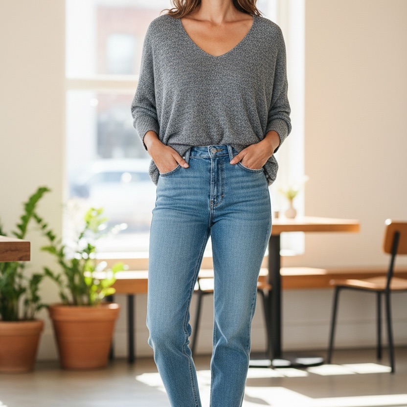 Express Light Blue VNeck Sweater 494